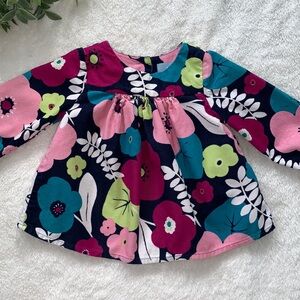 GAP Bright Floral Corduroy Top 6-12M Baby Girl EUC